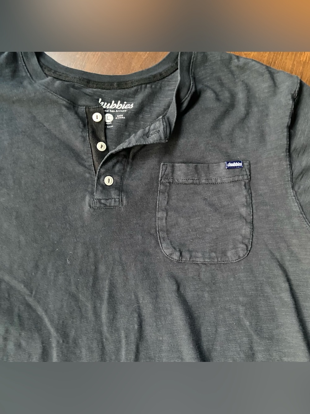 Chubbies Short Sleeve Henley Tee Shirt Mens Large Black Pocket Cotton Casual Top